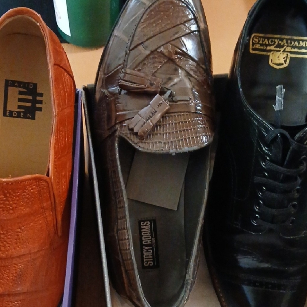 Stacy Adams Dark Brown Crocodile Pattern Loafers